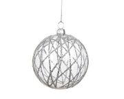 kerstballen polystyreen transparent glitter zilver d.8cm