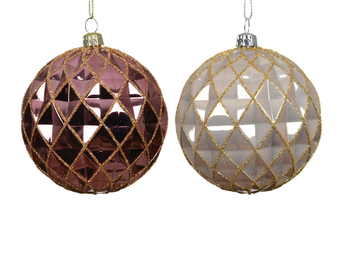kerstballen polystyreen shiny,pearl glitter 2col ass assortie d.8cm
