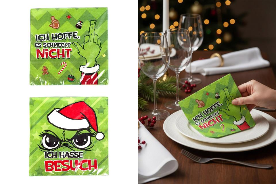 servietten "festtags-muffel" 33x33cm, ¼ falz, 3- lagig, 20er pack, 2 designs