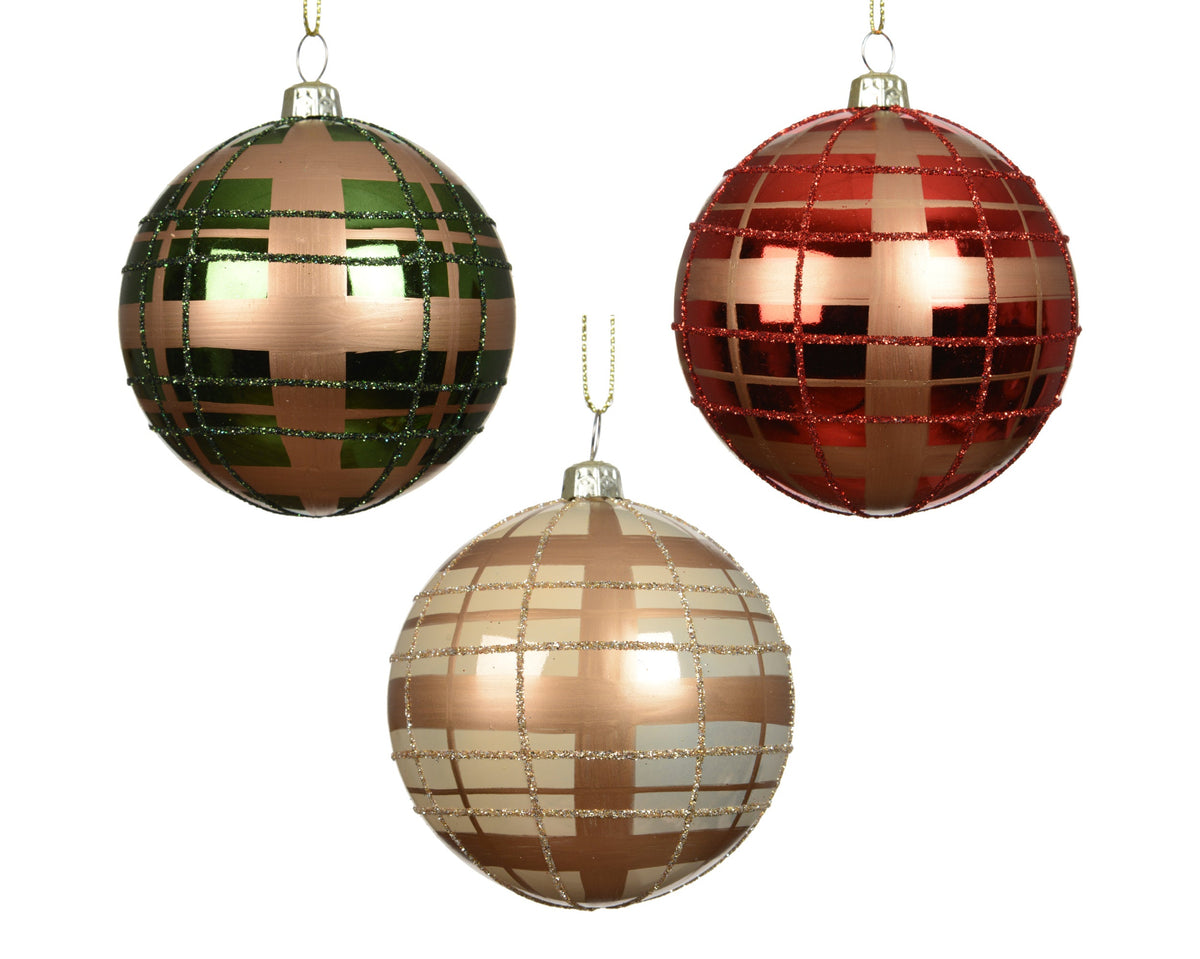kerstballen polystyreen shiny,pearl glitter 3col ass assortie d.8cm