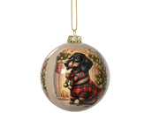 kerstbal op draad polyfoam shiny dog multi d.8cm
