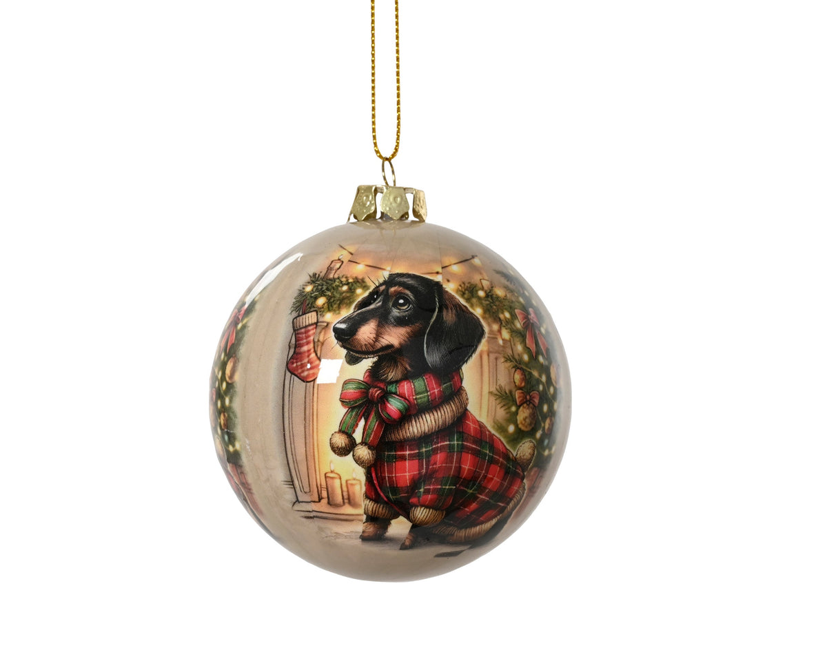 kerstbal op draad polyfoam shiny dog multi d.8cm