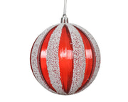 kerstbal polystyreen transparent polyfoam rood/wit d.8cm x h.8cm