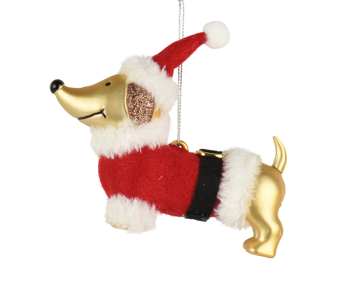hond polystyreen matt cloth, belt, hat rood/goud l.13.7cm x w.4.1cm x h.9.2cm