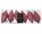 dennenappel polystyreen glitter bloesem roze d.4.5cm x h.8cm koker a 6 stuks