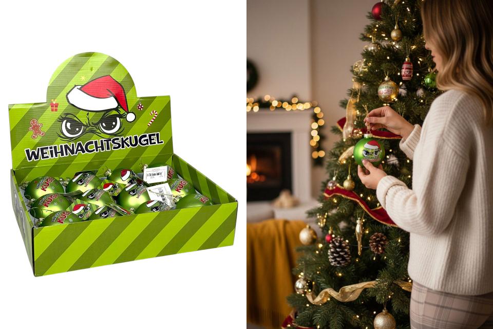 weihnachtskugeln glas "festtags-muffel" ø 8cm im display