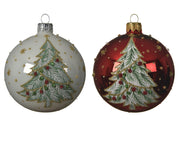 kerstbal glas enamel, shiny xmas tree 2col ass assortie d.8cm