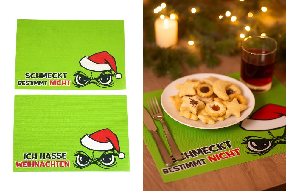 platzset hampton "festtagsmuffel", 45x30cm, pvc, 2 designs