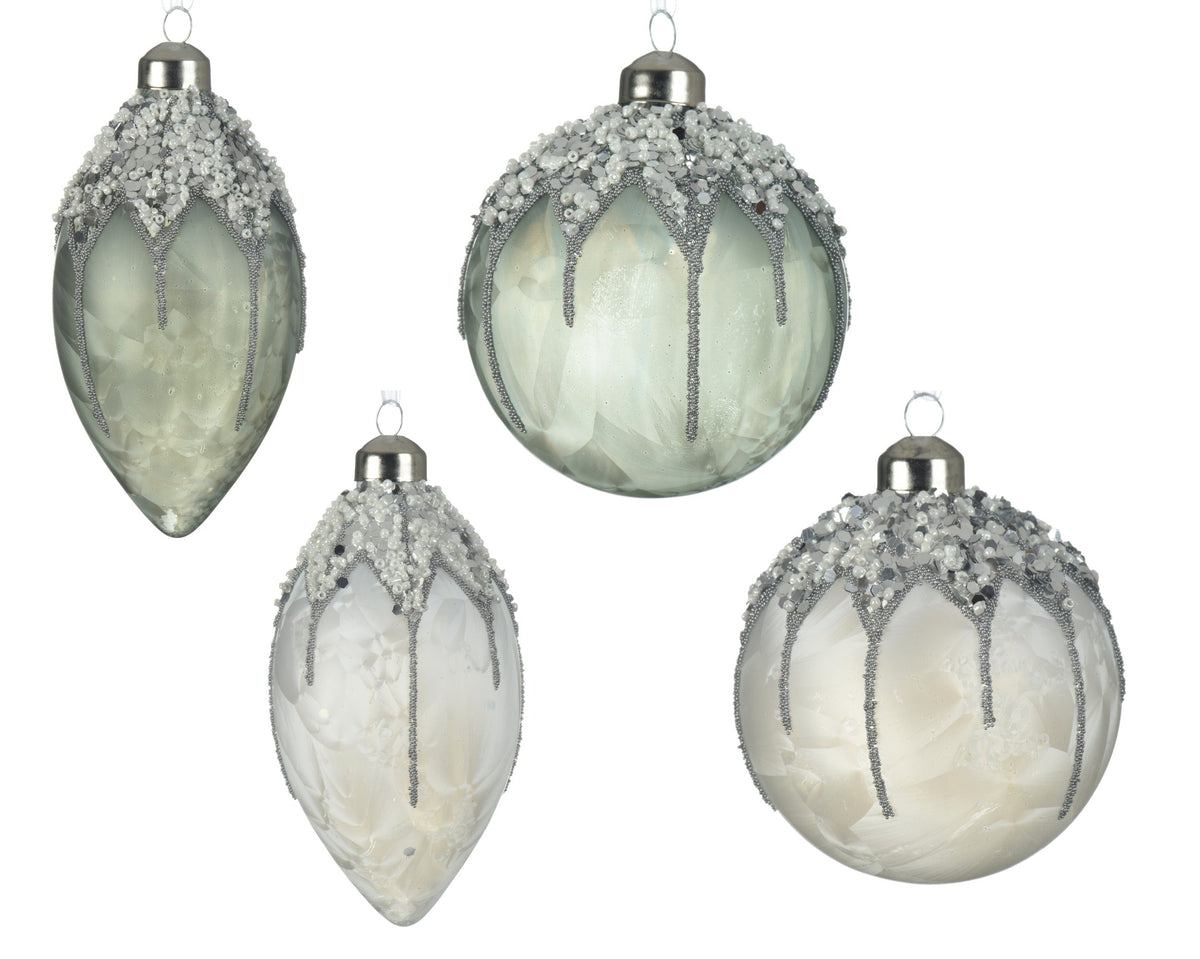 ornament glas w matt color,ice lacquer beads,sequins,glitter 4ass assortie d.8cm