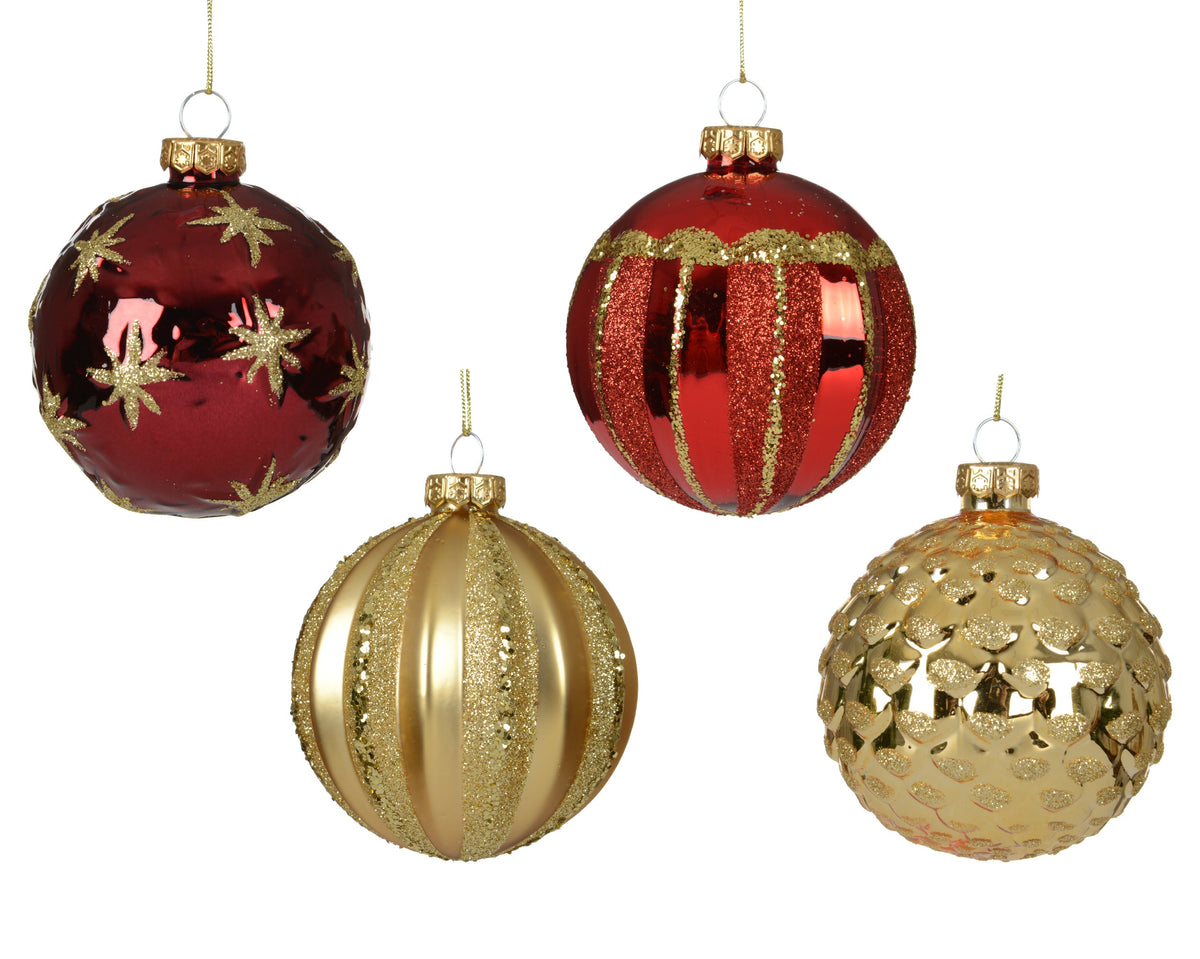 kerstballen glas shiny - matt 4ass assortie d.8cm