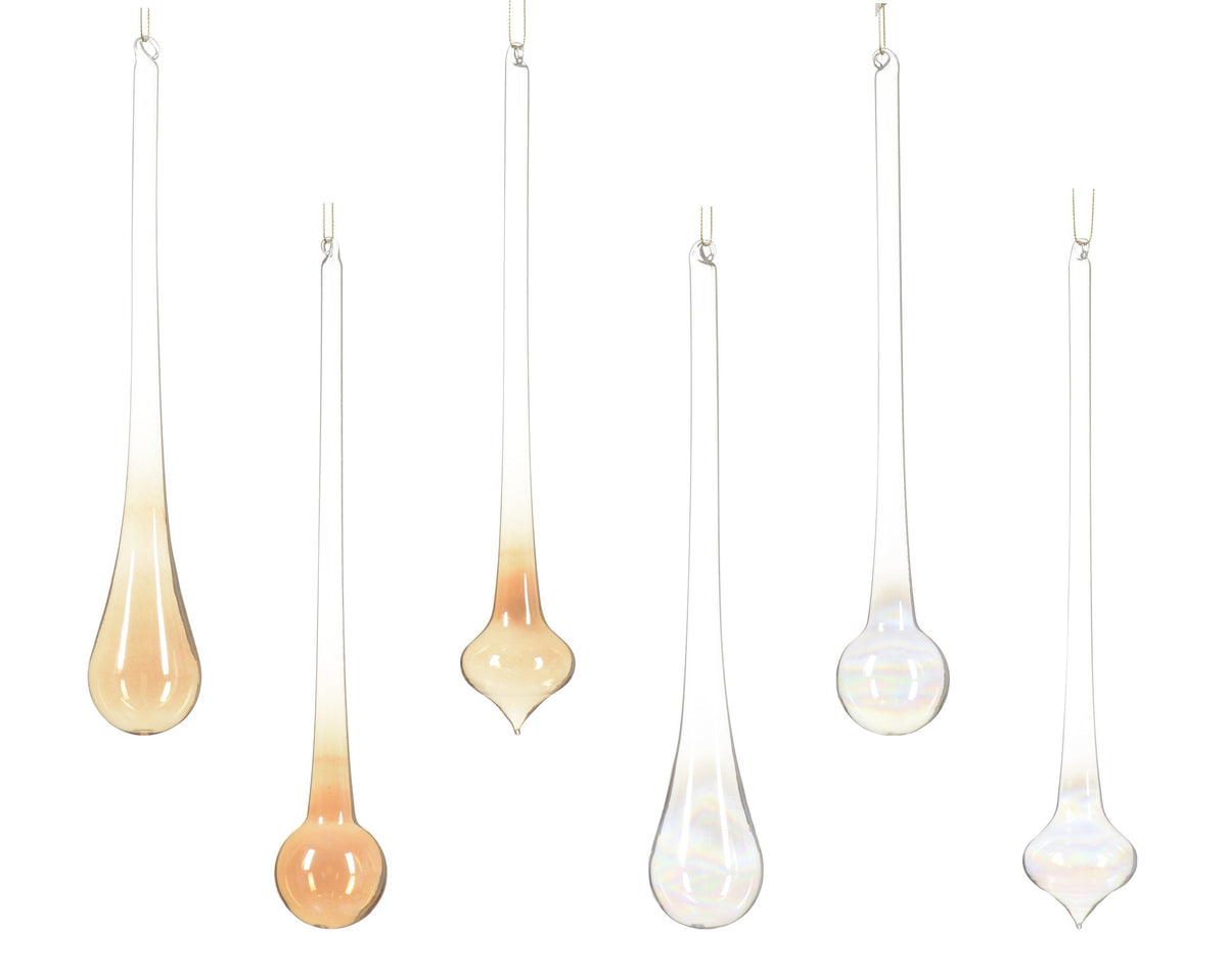 ornament glas transparent color 6ass assortie d.5cm x h.30cm