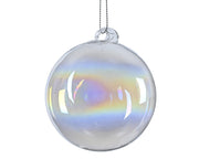 kerstbal glas iridiscent w swirl transparant/iris d.8cm