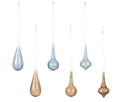 ornament glas transparent with transparent beads 6ass assortie d.5cm x h.30cm