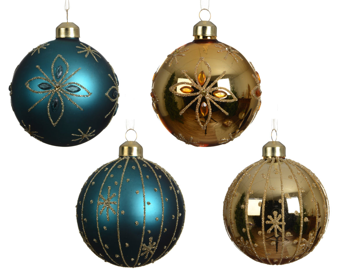 kerstballen glas shiny - matt 4ass assortie d.8cm