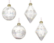 kerstballen glas transparent iris finish light pink organza ribbon 4ass transparant d.8cm