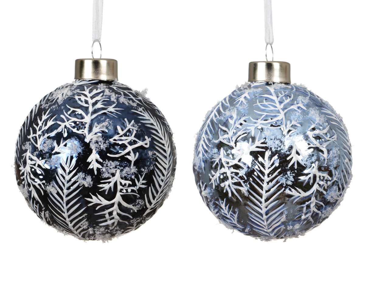 kerstballen glas shiny with branch 2col ass assortie d.8cm