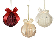 kerstballen glas shiny/enamel with diamond, bow 3col ass assortie d.8cm