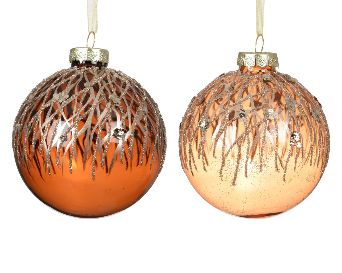 kerstballen glas transparent with spangles 2col ass assortie d.8cm