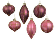 kerstballen glas flock finish with stripes 6ass assortie d.8cm