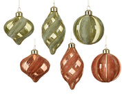 kerstballen glas transparent with flock swirls 6ass assortie d.8cm