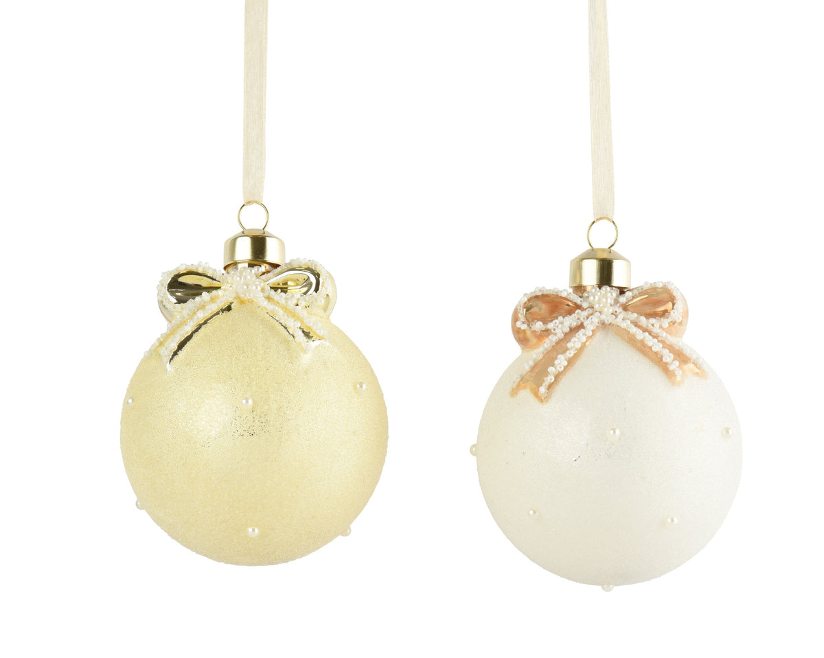 kerstballen glas with bow on top 2col ass assortie d.8cm