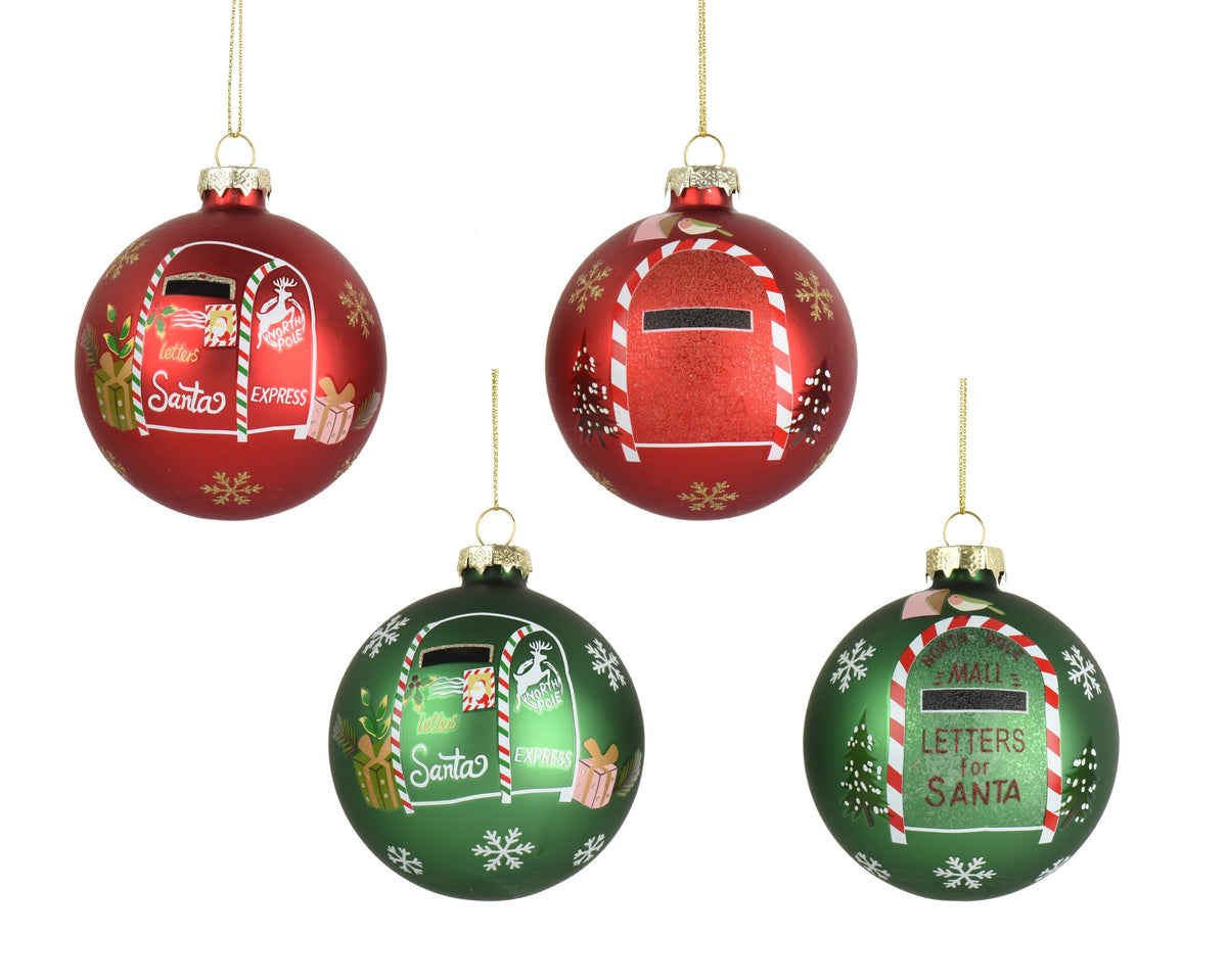 kerstballen glas matt with decal 4ass assortie d.8cm