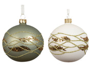 kerstbal glas matt cross line border 2col ass assortie d.8cm