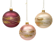 kerstbal glas matt cross line border 3col ass assortie d.8cm
