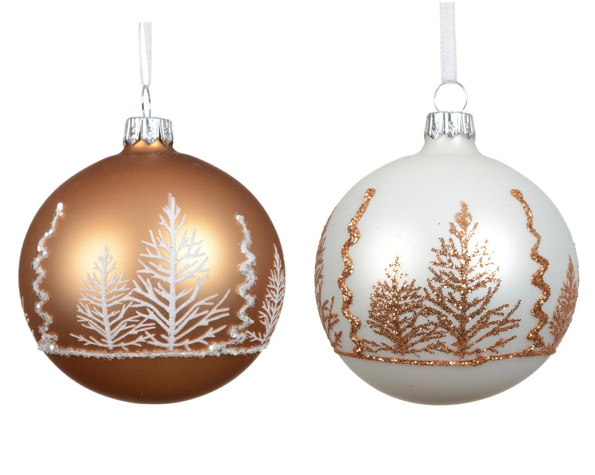 kerstbal glas matt xmas tree line 2col ass assortie d.8cm
