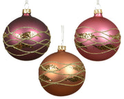 kerstbal glas matt cross line border 3col ass assortie d.8cm