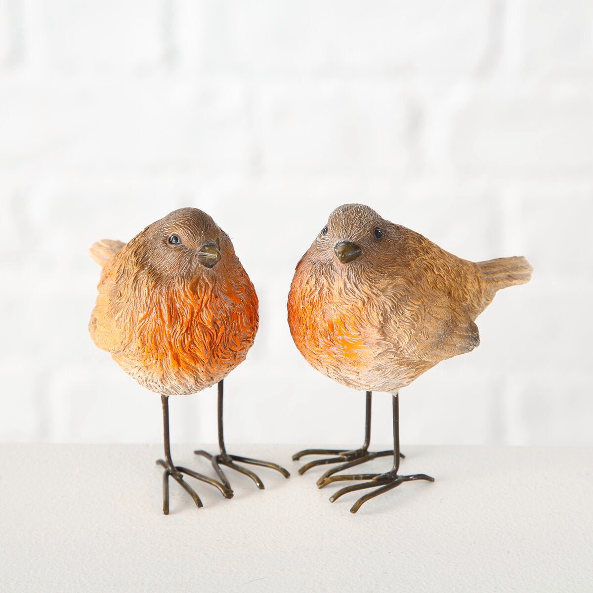 figuur robin, 2 ass., vogel, h 8,00 cm, ijzer, synthetische hars, bg, brn, ornj