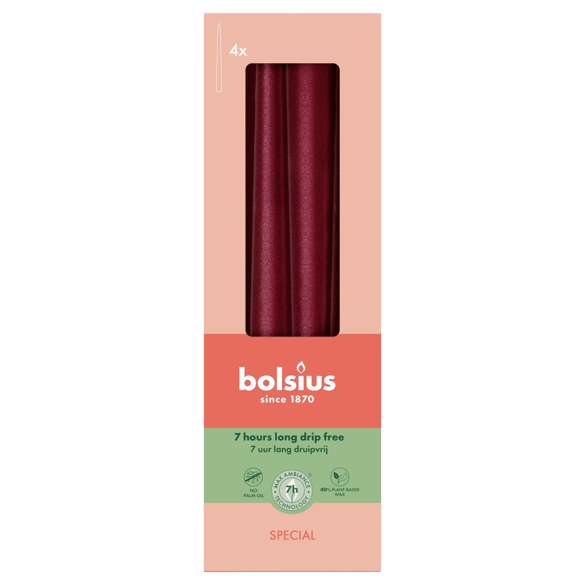 gotische kaarsen 245/24 doos 4 metallic red
