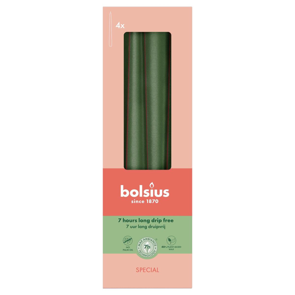 gotische kaarsen 245/24 doos 4 metallic green