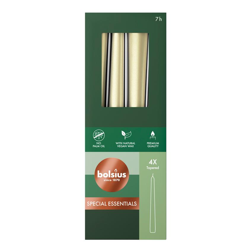 Gotische Kerzen 245/24 Karton 4 Metallic White Silver