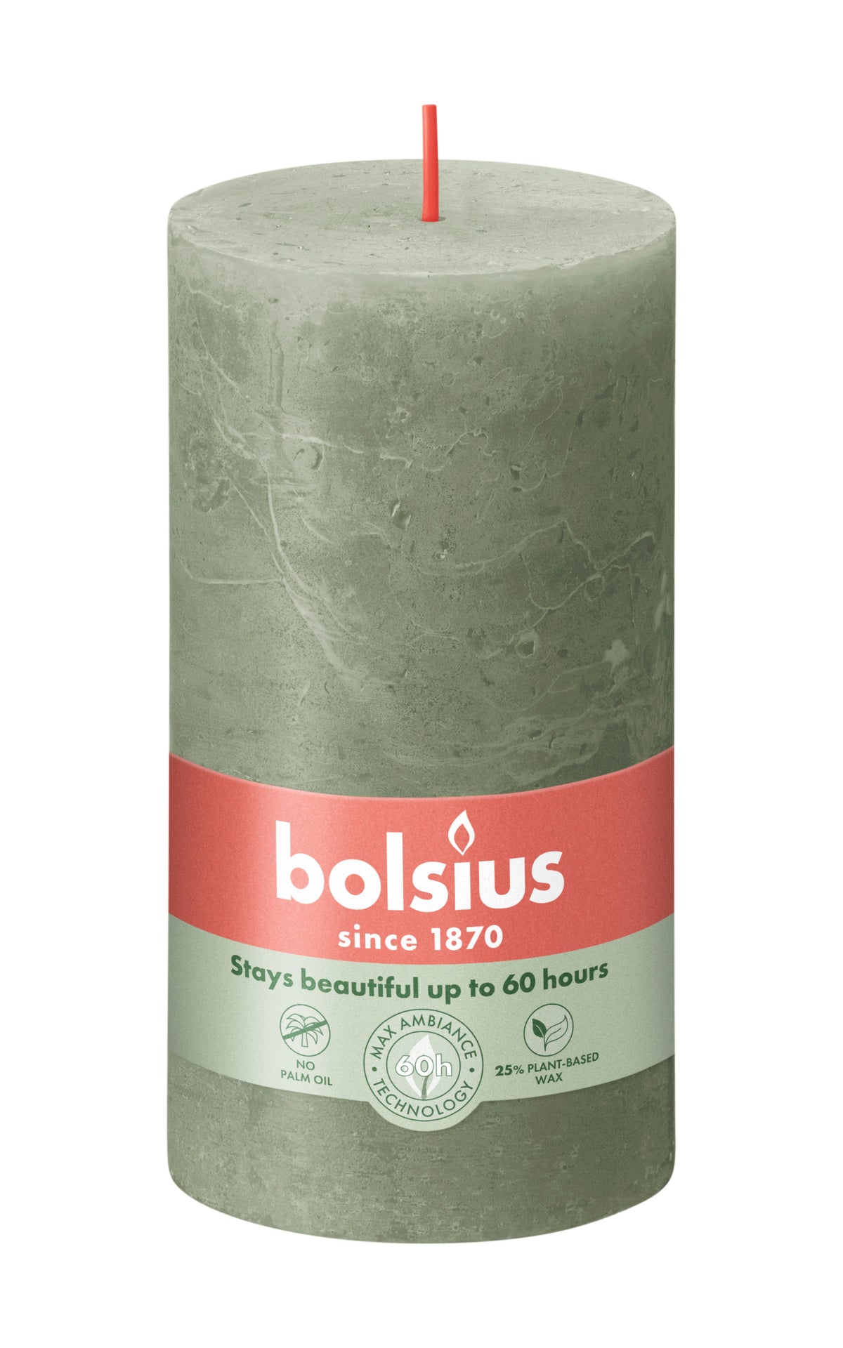 rustiek stompkaars 190/68 fresh olive