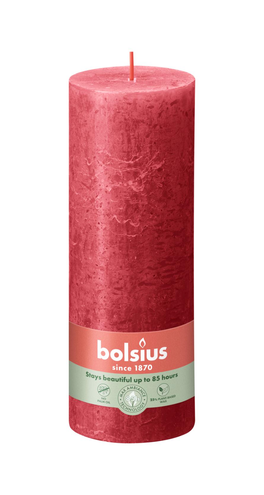 rustiek stompkaars 80/68 delicate red