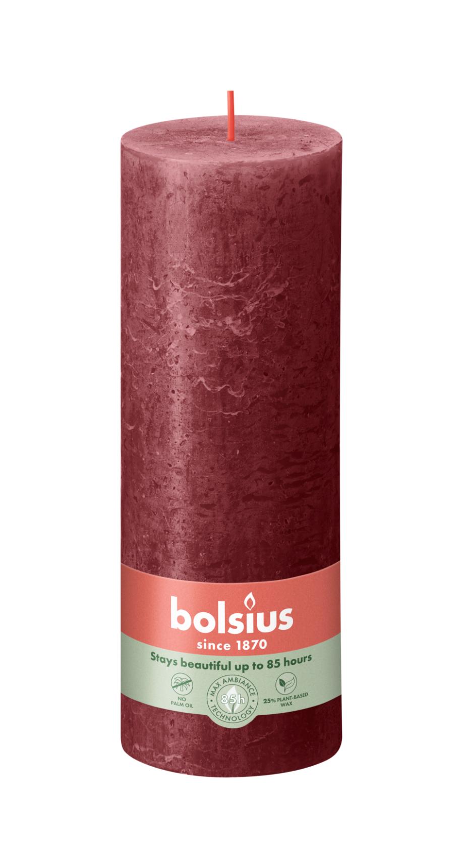 rustiek stompkaars 190/68 velvet red