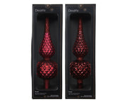 piek glas matt with glitter on top and edge 2ass ossenbloed d.8.7cm x h.30.5cm