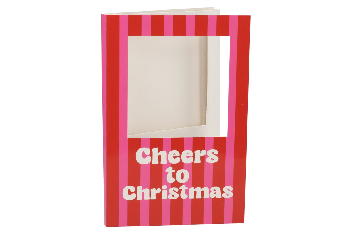 gift tile card cheers to christmas pink 21x14x1cm