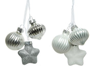figuur glas shiny,matt,glitter mix wit/zilver l.3.5cm x w.4cm x h.11.5cm