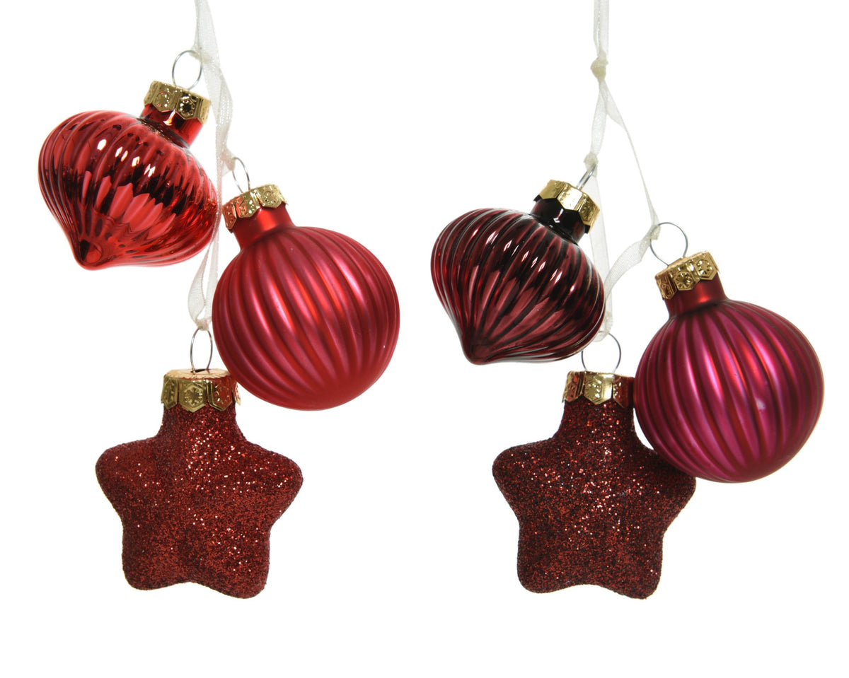 figuur glas shiny,matt,glitter mix kerstrood/kleur(en) l.3.5cm x w.4cm x h.11.5cm