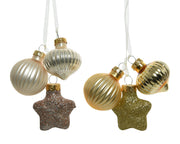 figuur glas shiny,matt,glitter mix parel/goud l.3.5cm x w.4cm x h.11.5cm