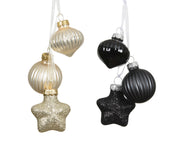 figuur glas enamel, matt, glitter mix zwart/kleur(en) l.3.5cm x w.4cm x h.11.5cm