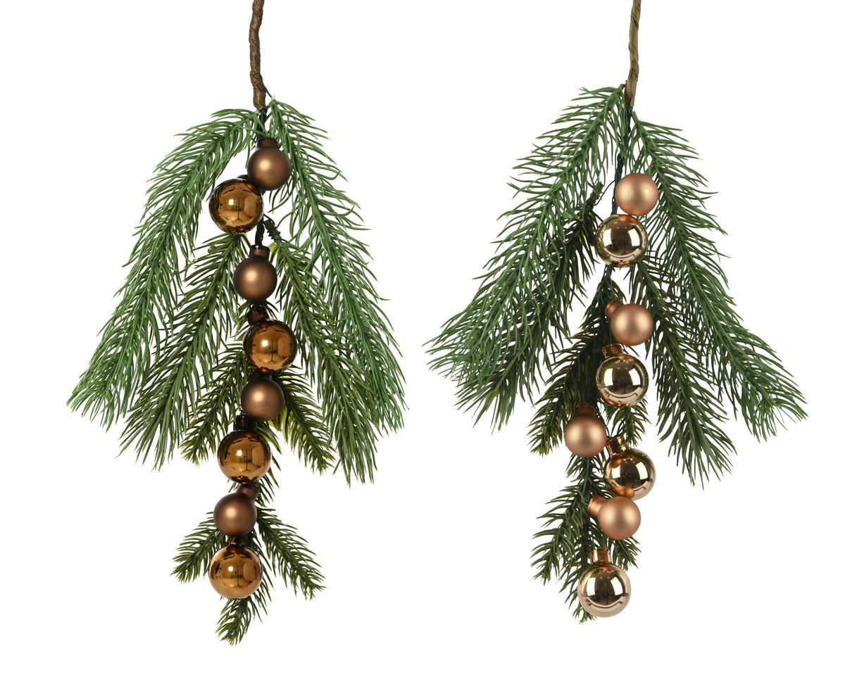 tak pe shiny - matt w 8 glass baubles on branch 2col ass assortie d.2cm x h.4.5cm