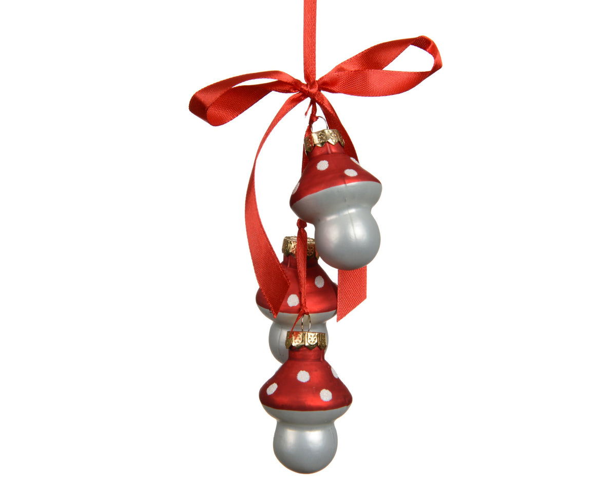 paddenstoel glas matt with white dots on top assortie l.3cm x w.3cm x h.4.5cm