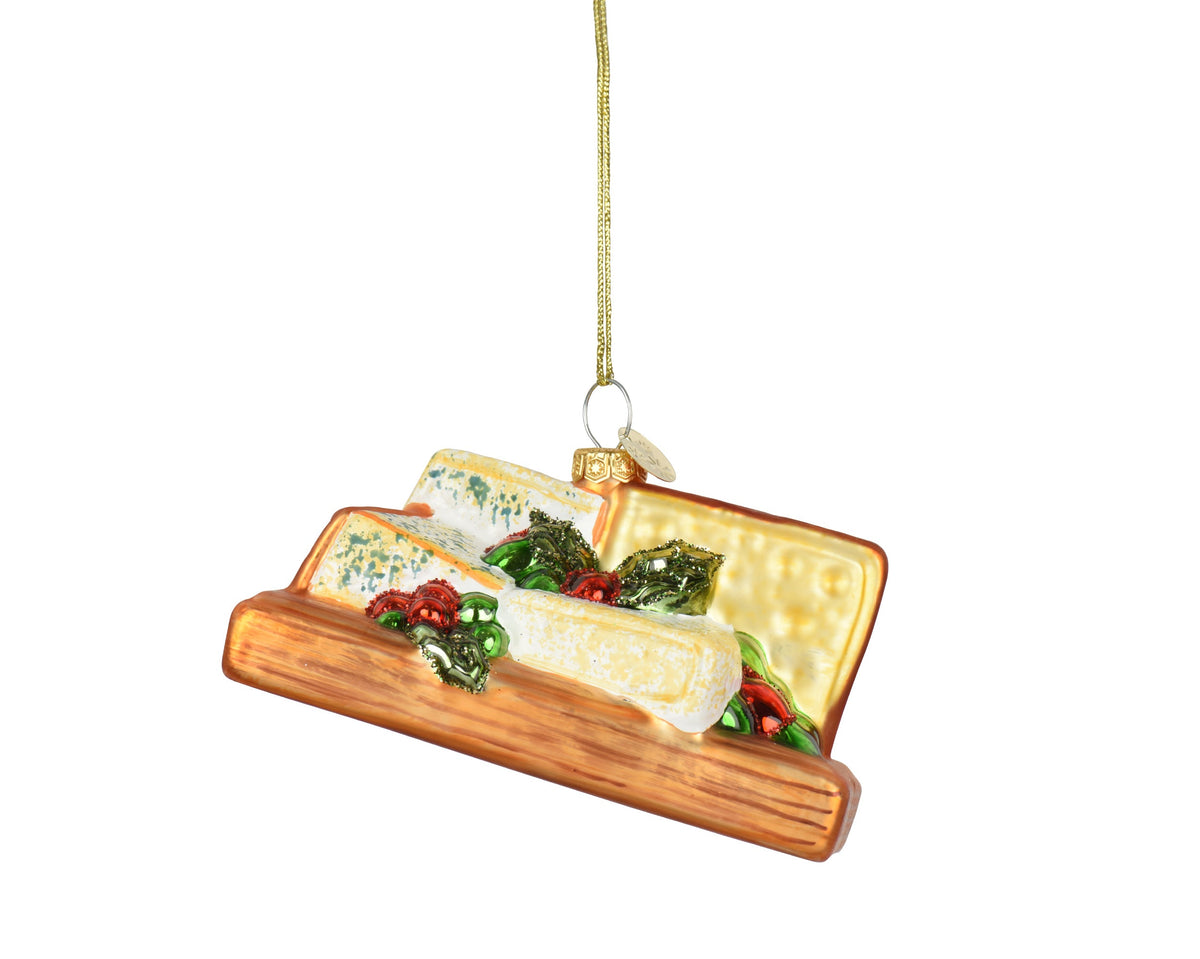 kaasplank glas with berry leaves multi l.10cm x w.7cm x h.5.8cm