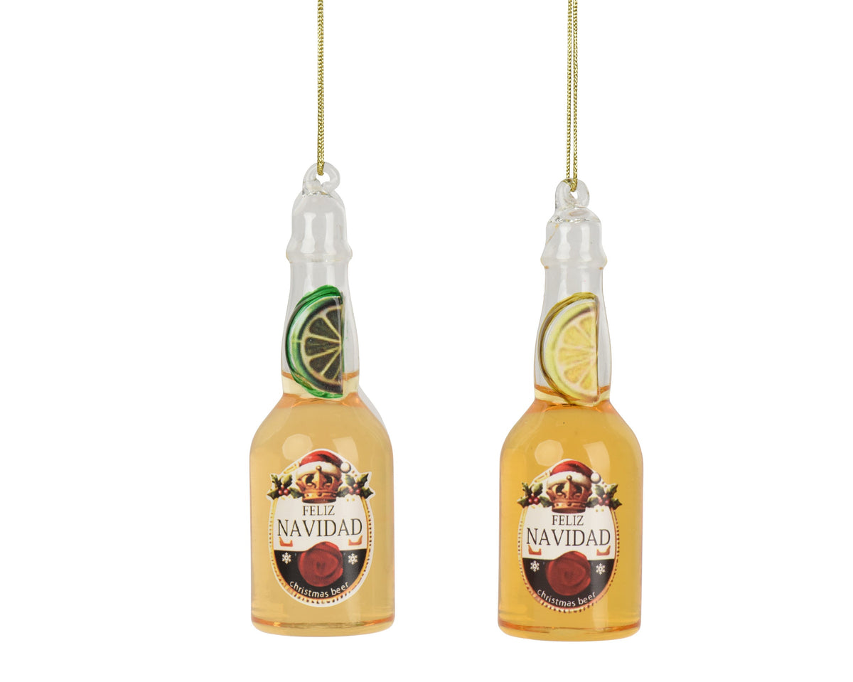 fles glas with floating lemon inside 2ass transparant/kleur(en) d.3.5cm x h.11.7cm