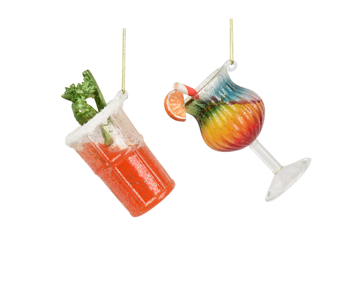 cocktail glas with glitter 2ass transparant/kleur(en) l.5.7cm x w.4.9cm x h.10.7cm