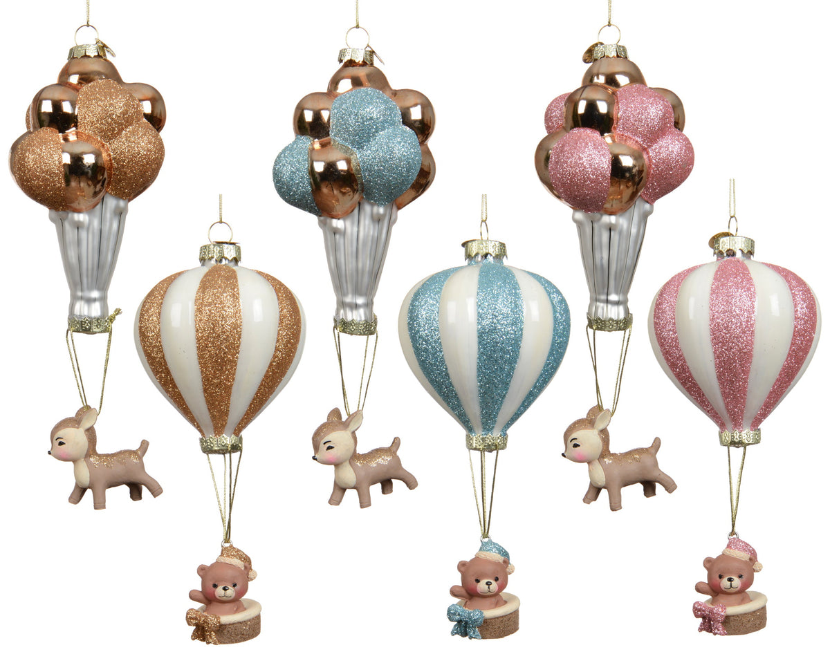ballon glas with glitter, beads 6ass multi d.7cm x h.15cm