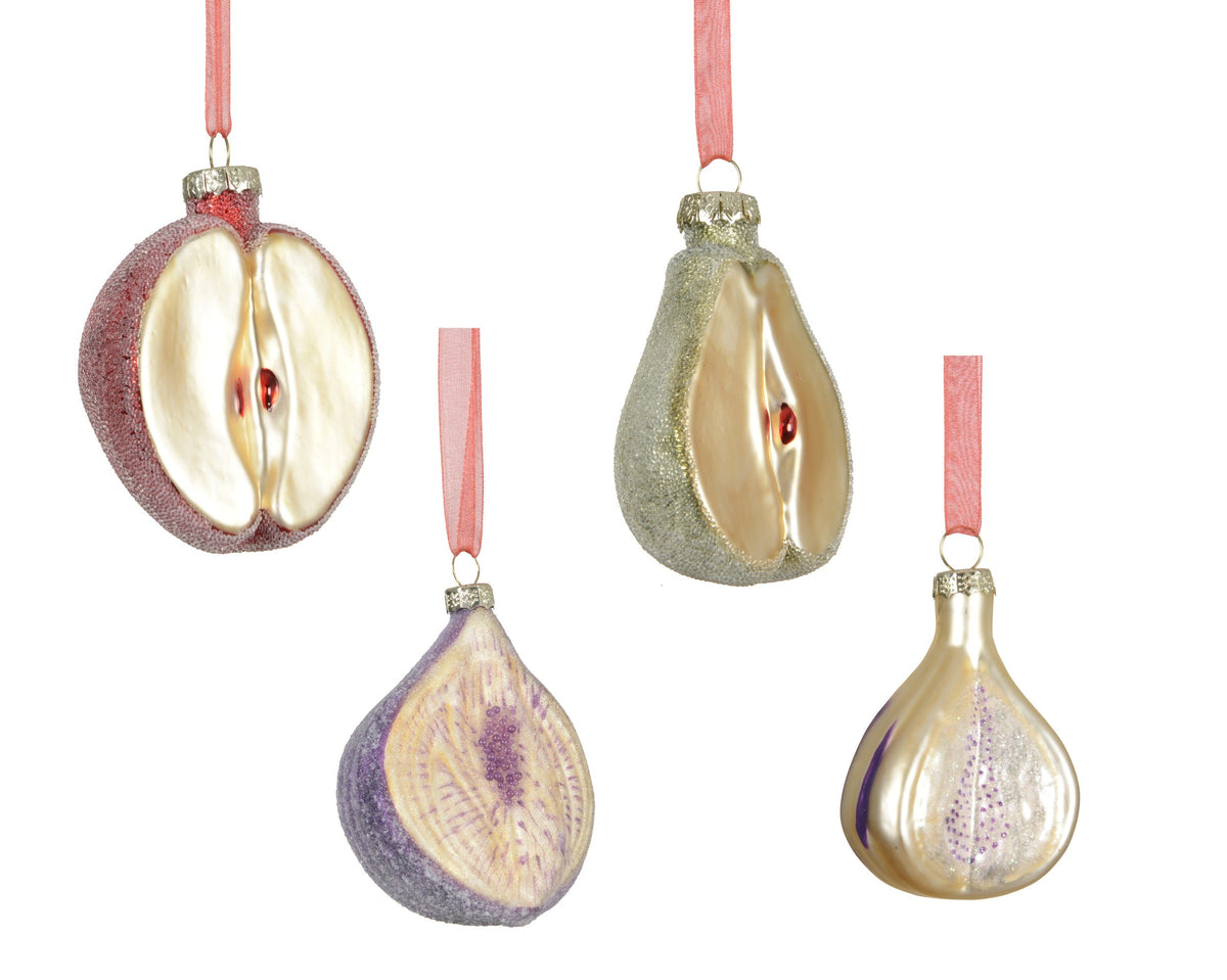 fruit glas matt w glass beads 4ass assortie l.7.5cm x w.4.8cm x h.8cm